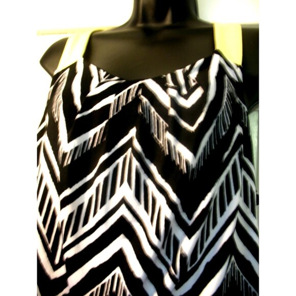 Notations Maxi Shift Retro Dress  Plus Size Large, Black/White/Yellow - Picture 5 of 15